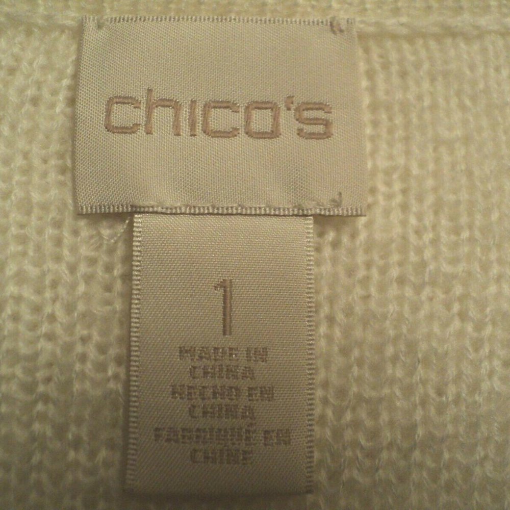 Chico's Sweater Pullover Size 1 (M) Cream, Beaded - Picture 7 of 7